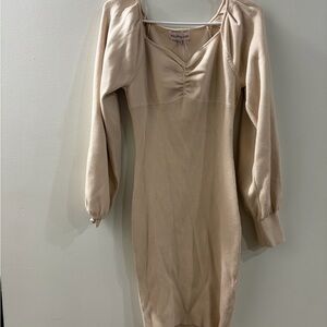 WILLOW & WIND Elegant Cream Long Sleeve Sweater Dress Size L